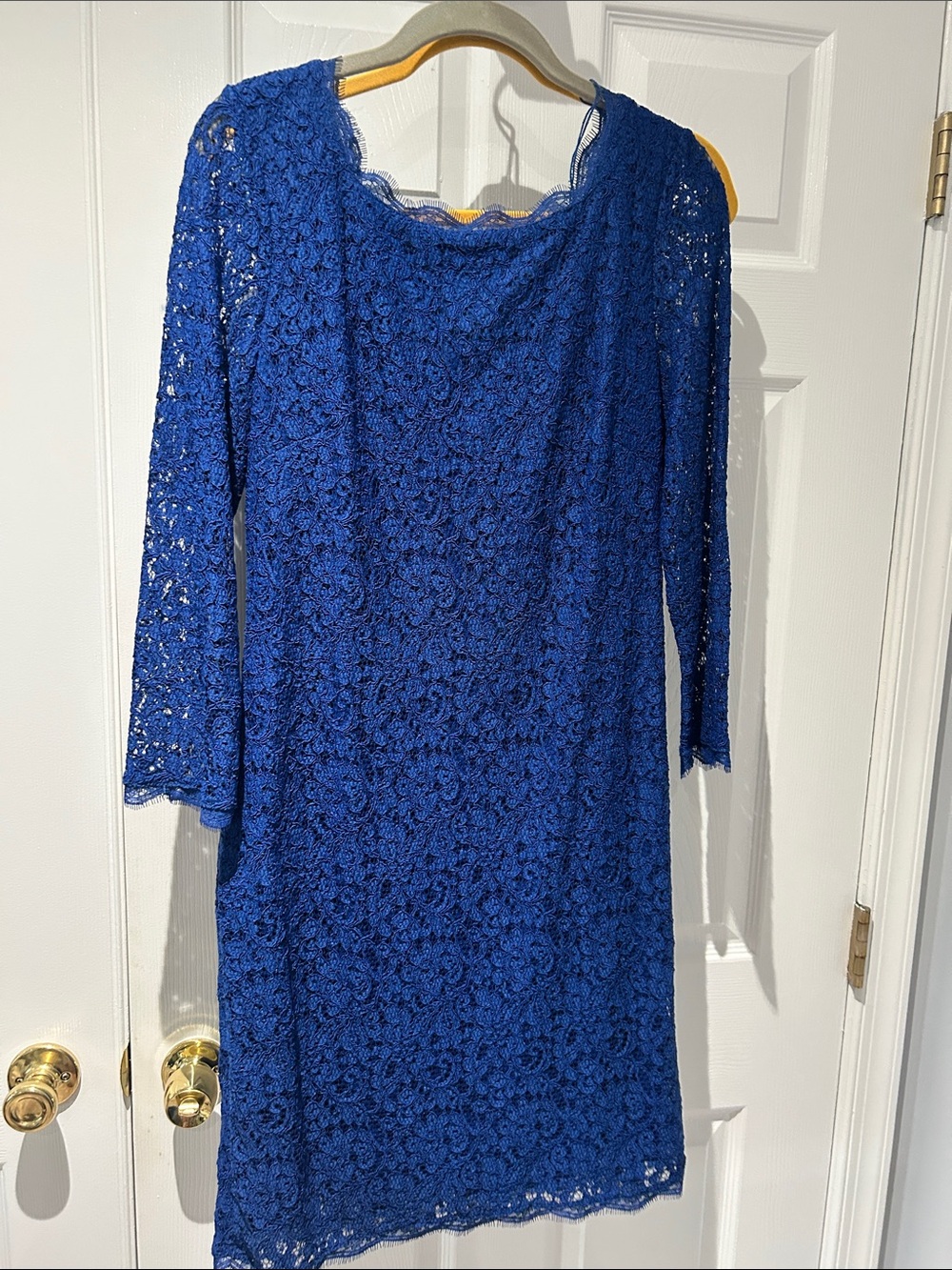 Adrianna Papell Royal Blue Long Sleeve Lace Sheath Dress